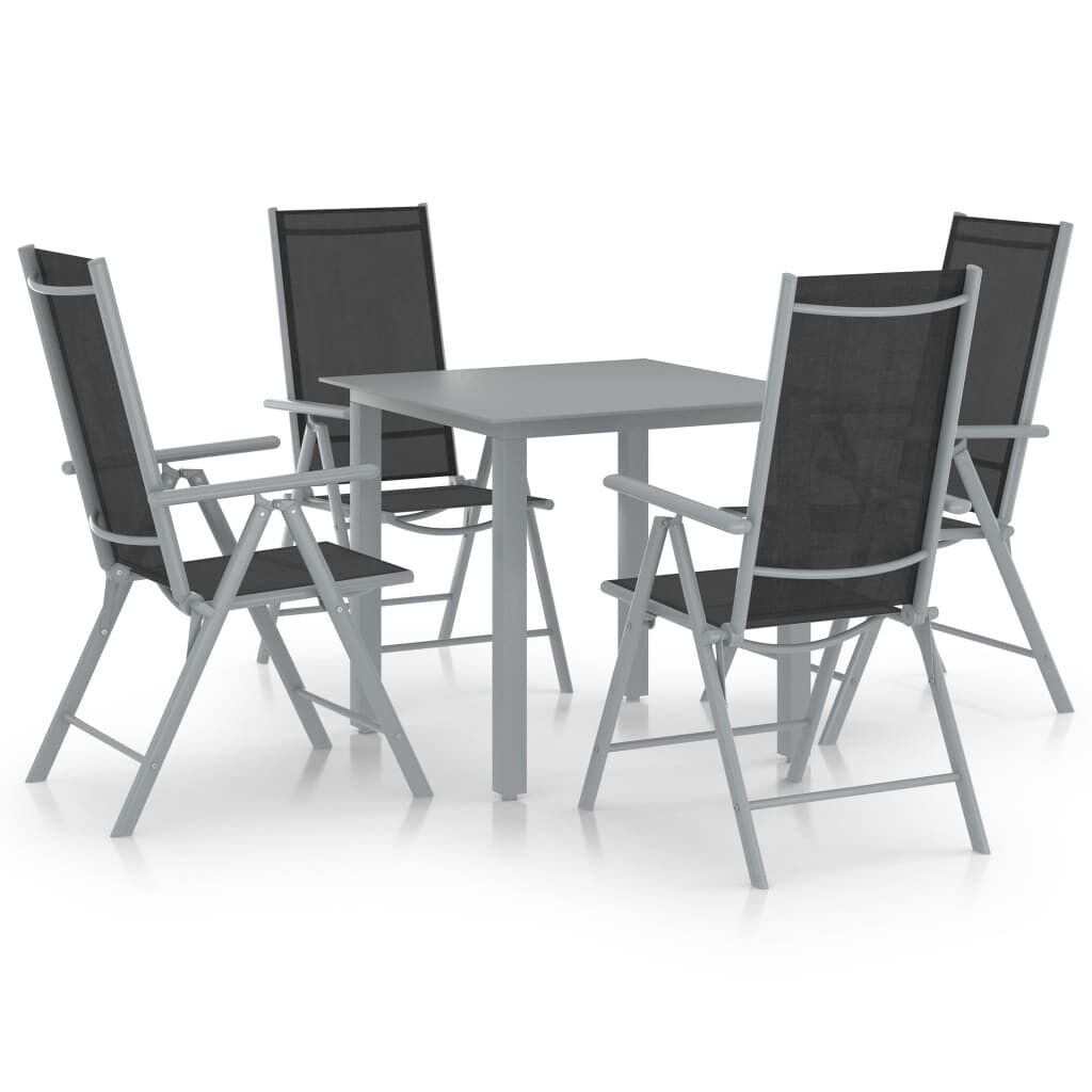 Set de comedor para jardín 5 piezas aluminio plata y negro vidaxl