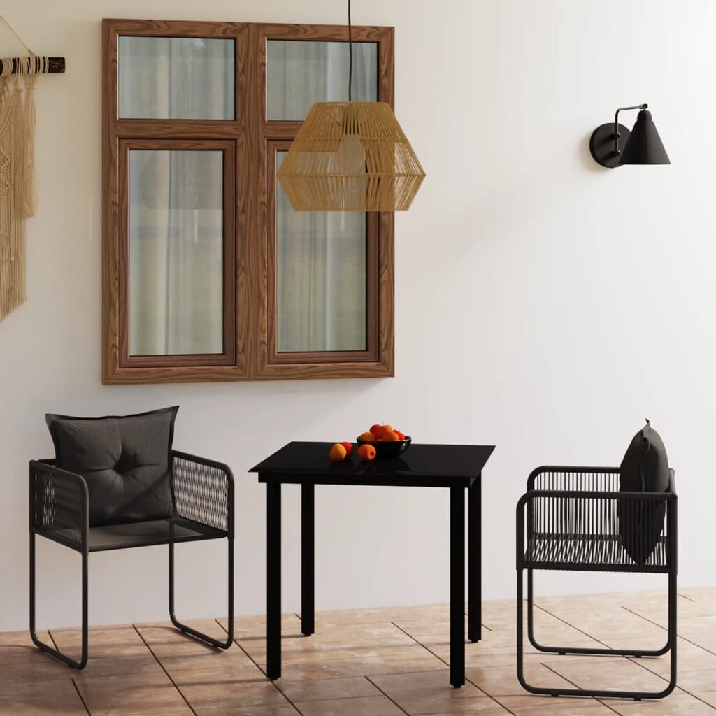 Juego de comedor para jardín 3 piezas negro vidaxl