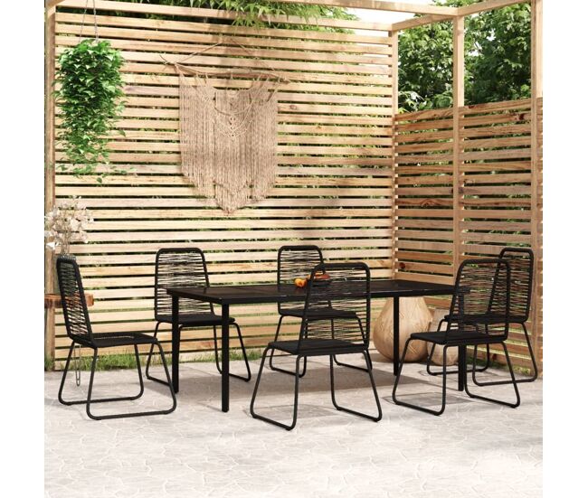 Juego de comedor para jardín 7 piezas negro vidaxl
