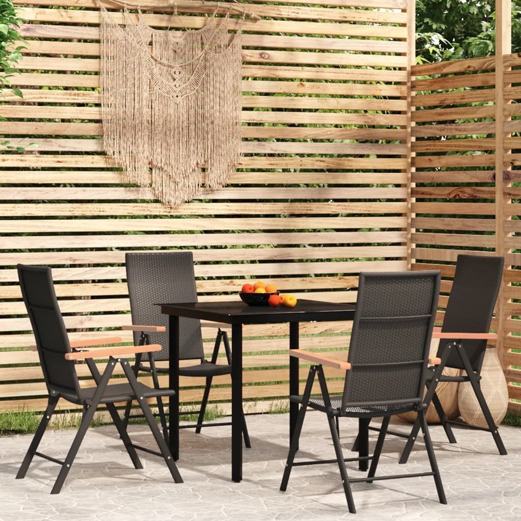 Juego de comedor para jardín 5 piezas negro vidaxl