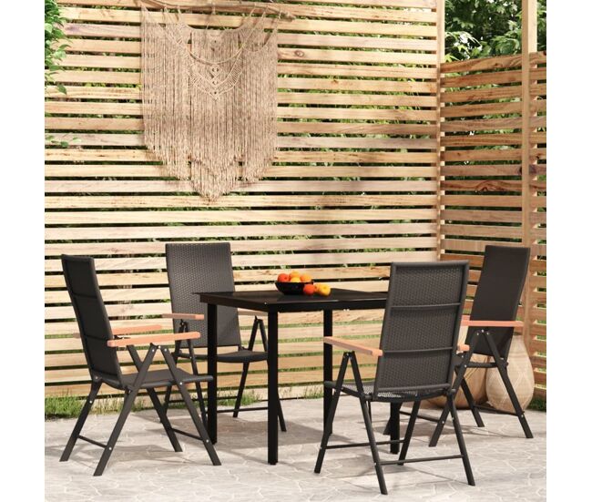 Juego de comedor para jardín 5 piezas negro vidaxl
