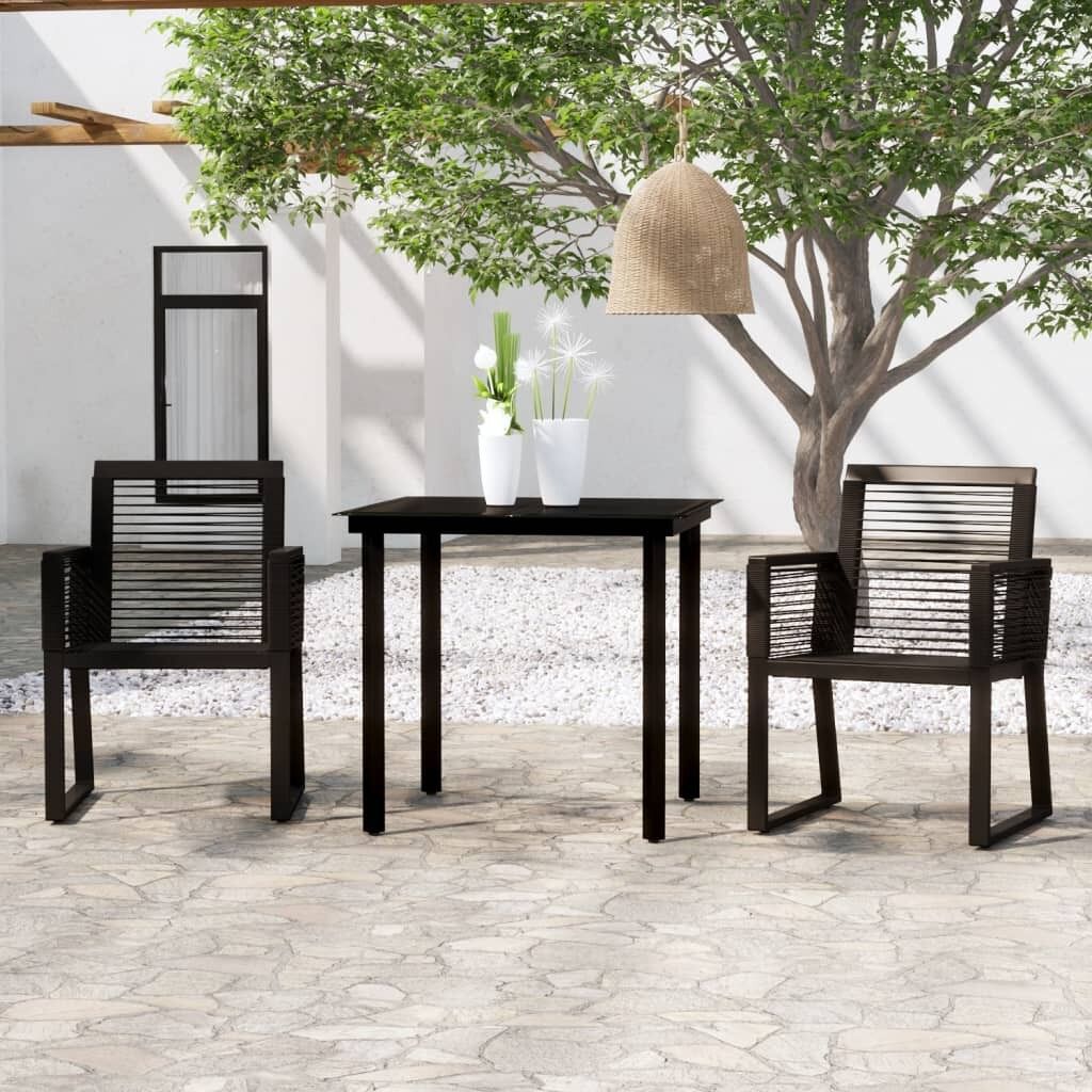 Juego de comedor para jardín 3 piezas negro vidaxl