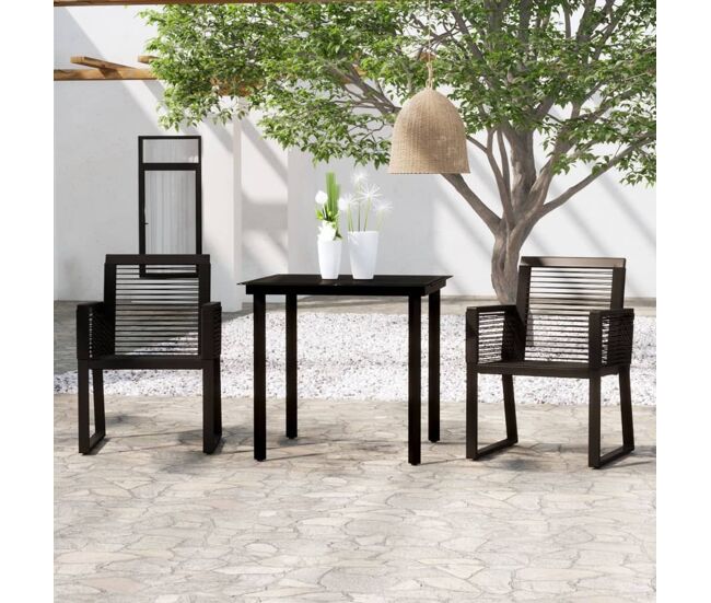Juego de comedor para jardín 3 piezas negro vidaxl