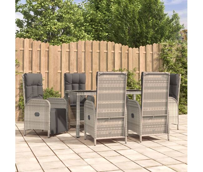 Set comedor jardín 7 pzas y cojines ratán sintético gris vidaxl