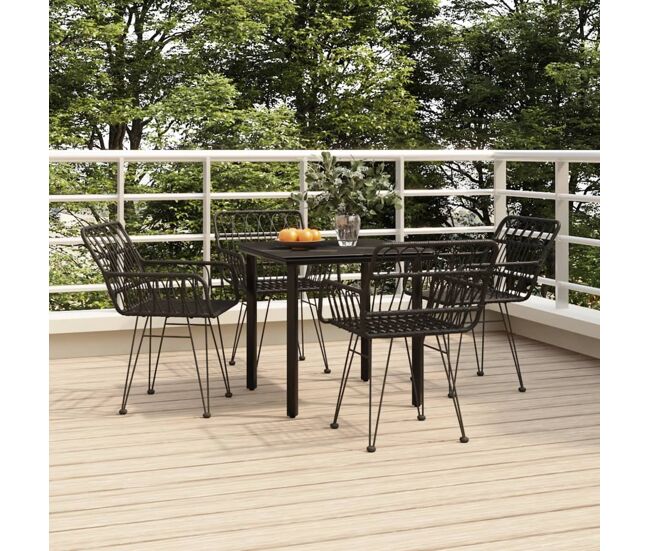 Juego de comedor de jardín 5 piezas ratán sintético negro vidaxl