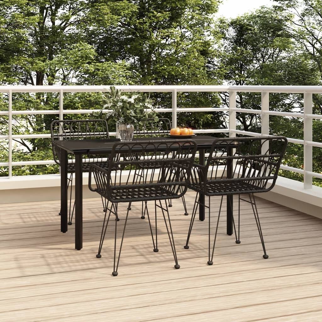 Juego de comedor de jardín 5 piezas ratán sintético negro vidaxl