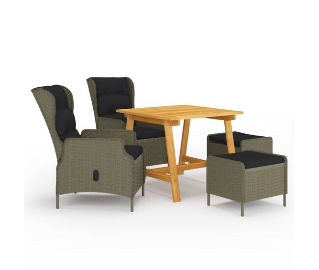 Juego de comedor para jardín de 5 piezas marrón vidaxl