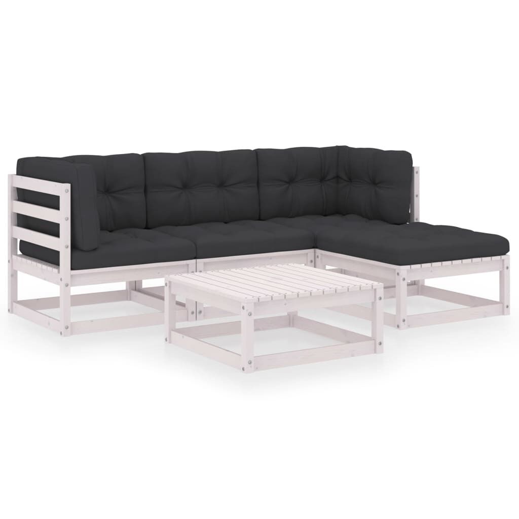 Juego de muebles de jardín 5 pzas y cojines madera pino maciza vidaxl
