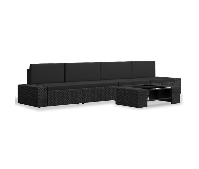 Juego de muebles de jardín 5 piezas ratán sintético negro vidaxl