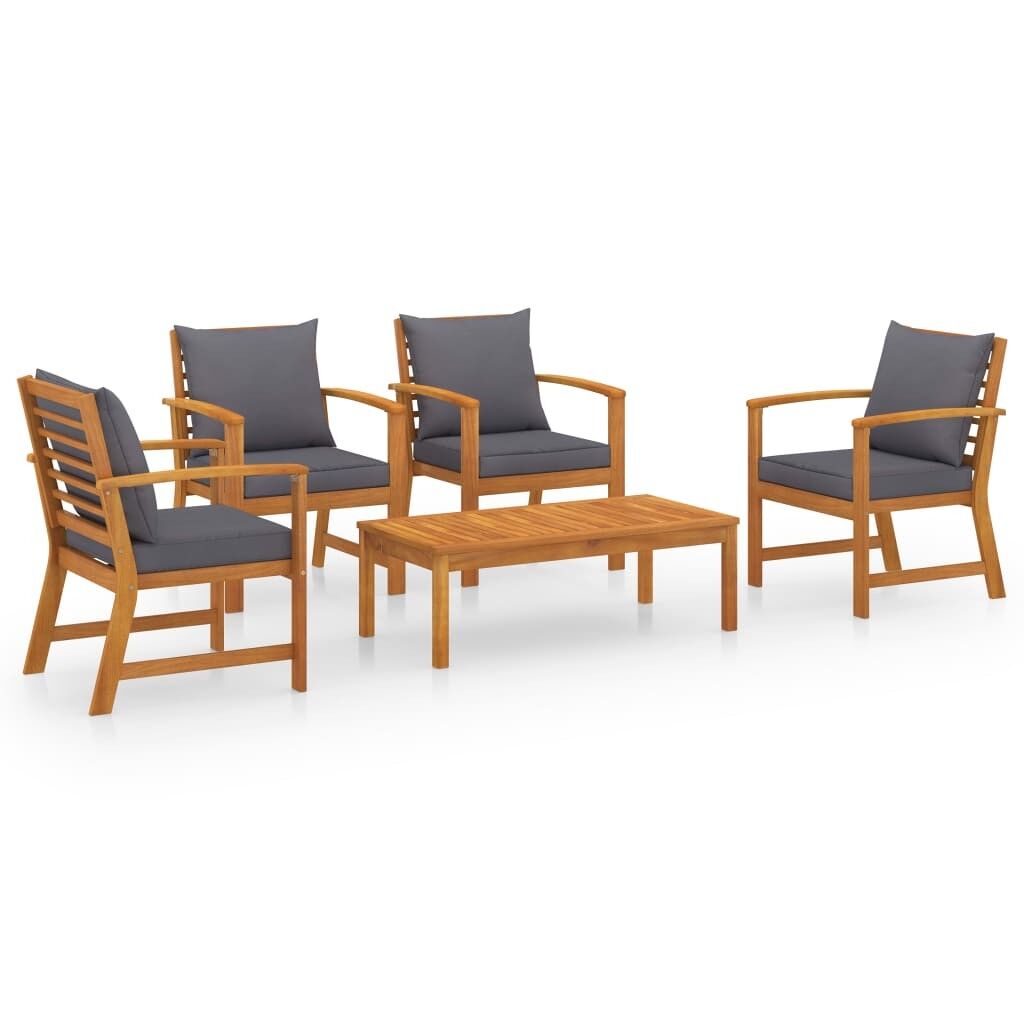 Muebles de jardín 5 piezas cojines madera maciza de acacia vidaxl