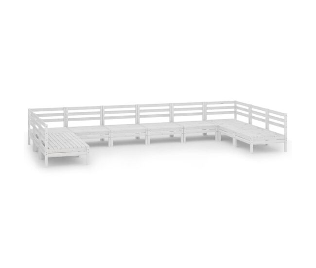 Juego de muebles de jardín 10 piezas madera maciza pino blanco vidaxl