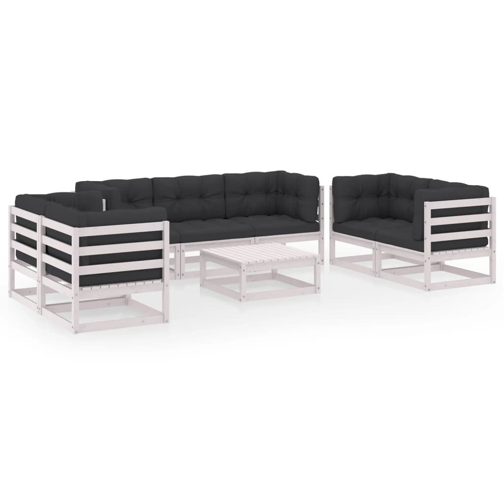 Muebles de jardín 8 piezas con cojines de madera de pino maciza vidaxl