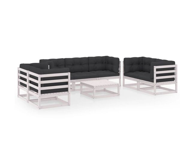 Muebles de jardín 8 piezas con cojines de madera de pino maciza vidaxl
