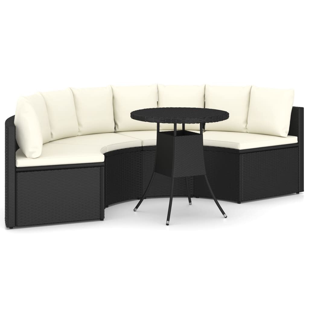 Set de sofás de jardín 5 piezas y cojines ratán sintético negro vidaxl