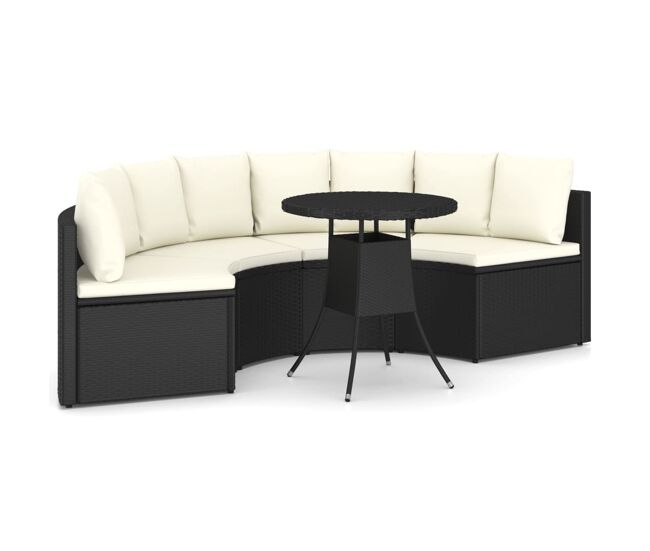 Set de sofás de jardín 5 piezas y cojines ratán sintético negro vidaxl