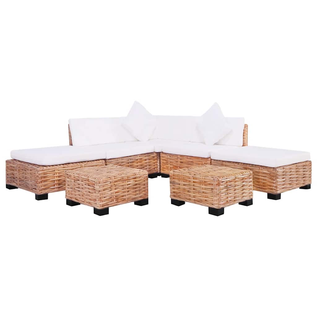 Vidaxl juego de sofás de 18 piezas ratán natural