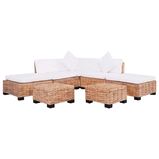 vidaXL Conjunto de sofás 18 pcs vime genuíno