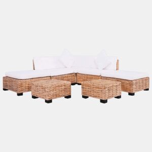 vidaXL Conjunto de sofás 18 pcs vime genuíno
