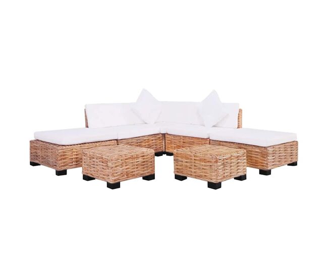 Vidaxl juego de sofás de 18 piezas ratán natural