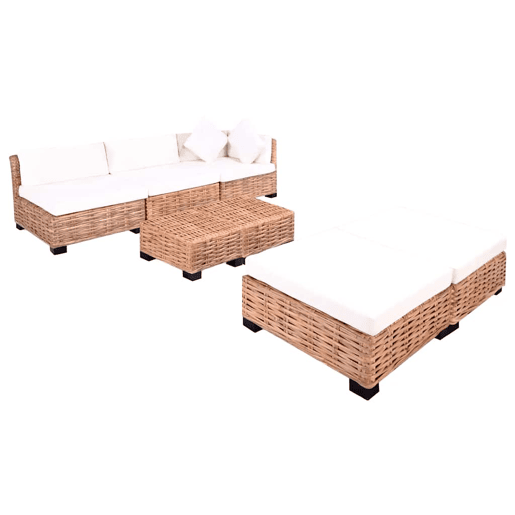 vidaXL Conjunto de sofás 18 pcs vime genuíno