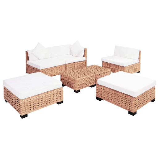 vidaXL Conjunto de sofás 18 pcs vime genuíno