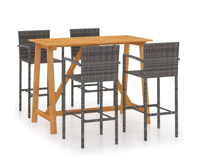 Conjunto de bar para jardín 5 piezas gris vidaxl