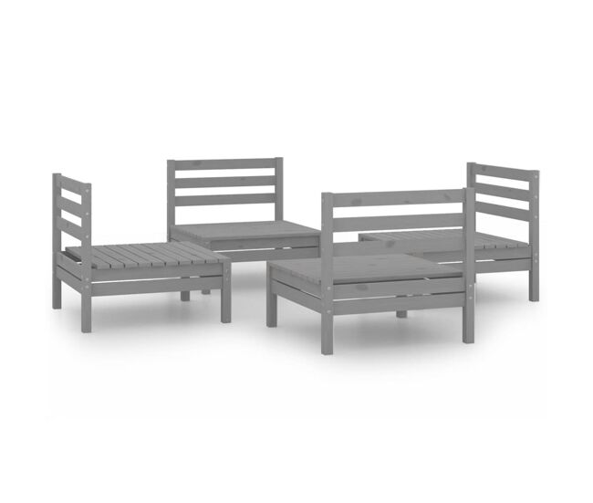 Juego de muebles de jardín 4 piezas madera maciza de pino gris vidaxl