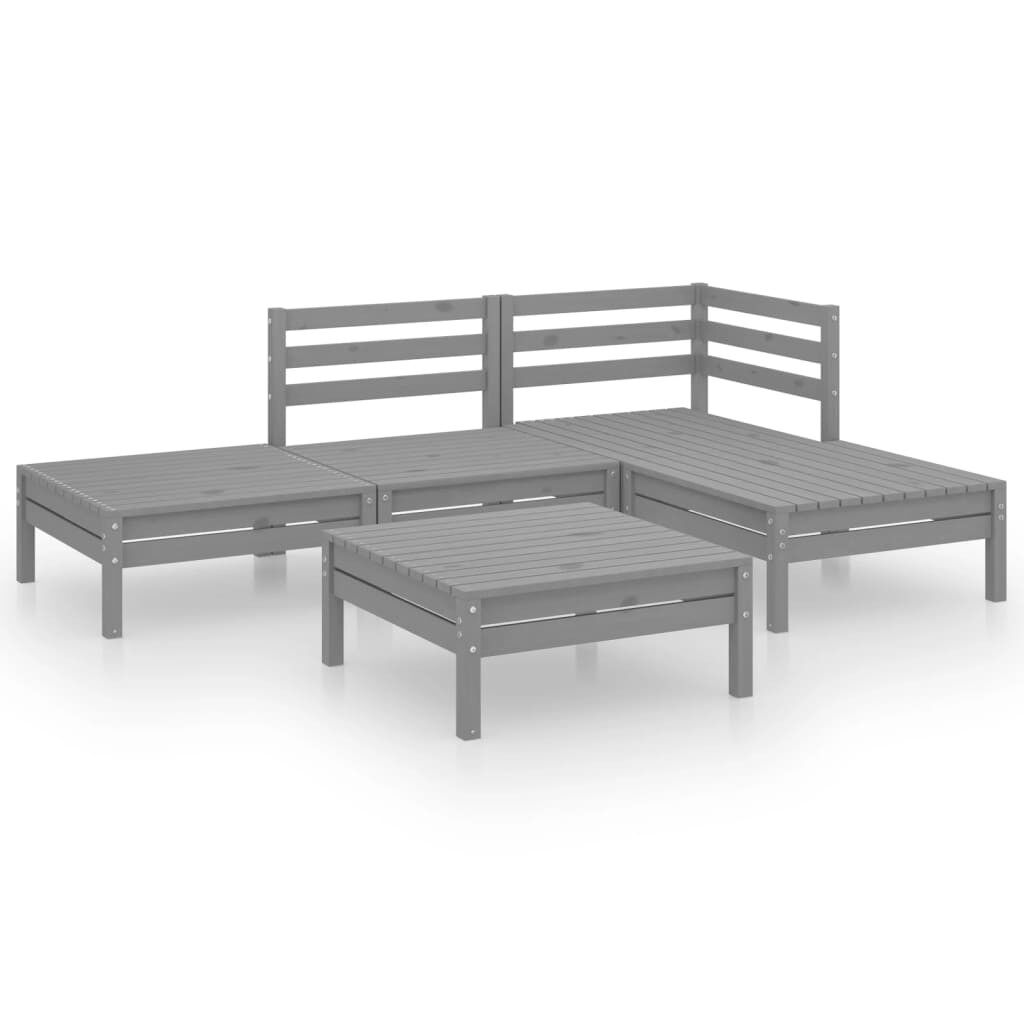 Juego de muebles de jardín 5 piezas madera maciza de pino gris vidaxl