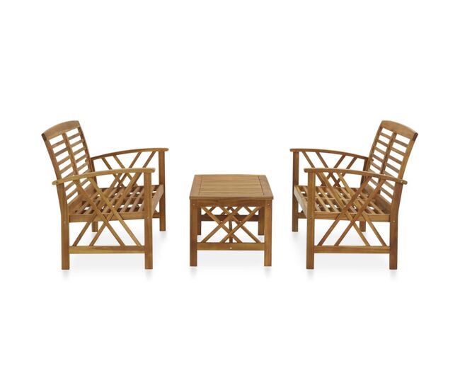 Juego de muebles de jardín 3 piezas madera maciza de acacia vidaxl