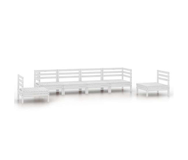 Juego de muebles de jardín 6 piezas madera maciza pino blanco vidaxl