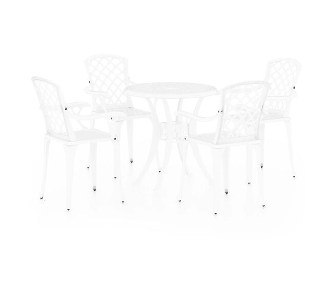 Mesa y sillas de bistró 5 piezas aluminio fundido blanco vidaxl