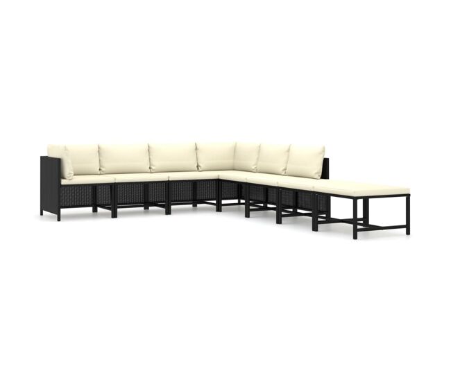 Set de muebles de jardín 8 pzas y cojines ratán sintético negro vidaxl