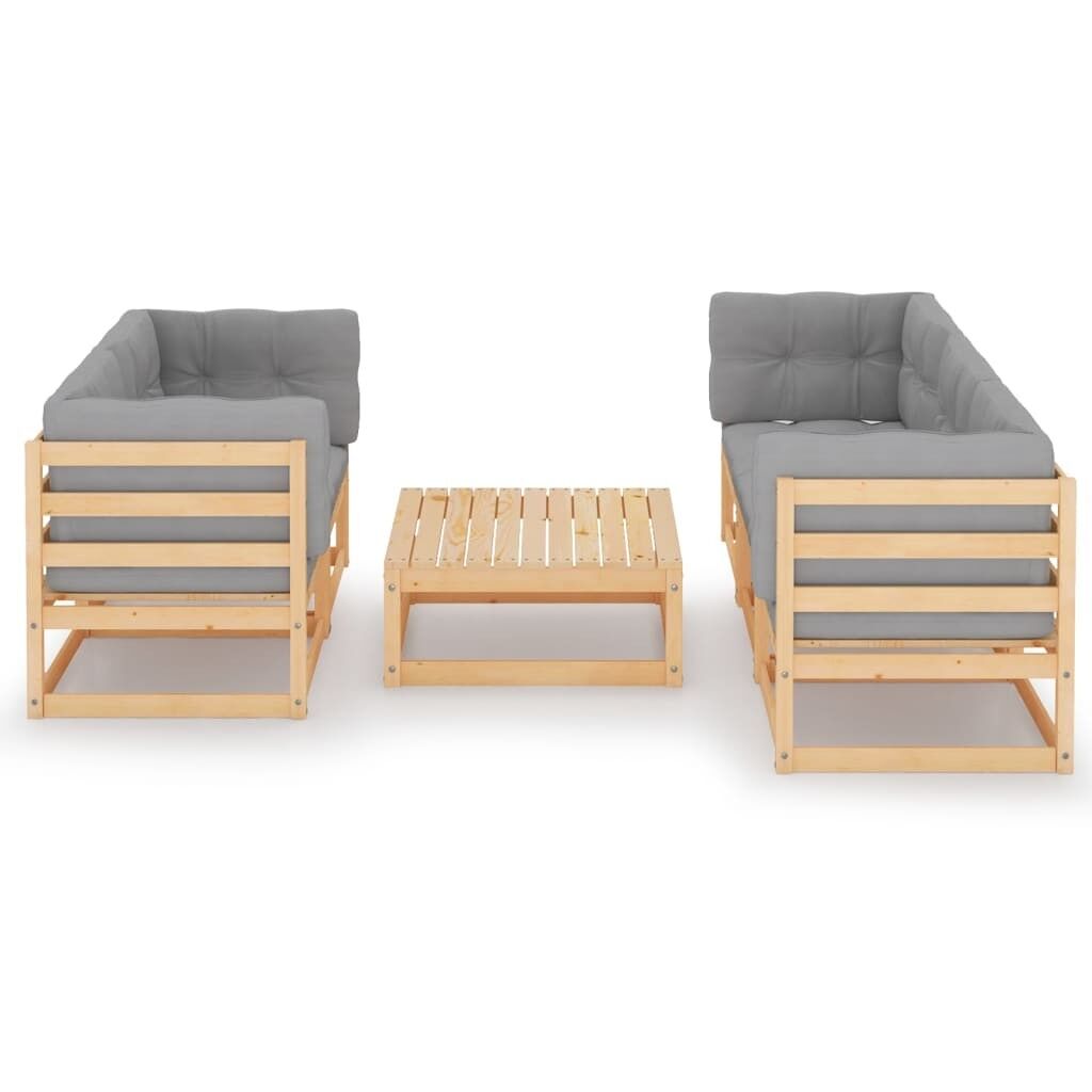Muebles de jardín 6 piezas con cojines de madera de pino maciza vidaxl