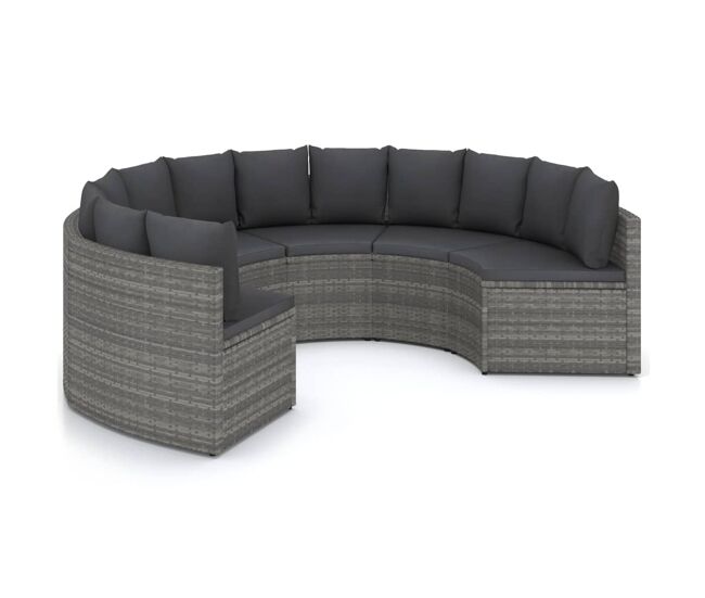 Set de sofás de jardín 6 piezas y cojines ratán sintético gris vidaxl