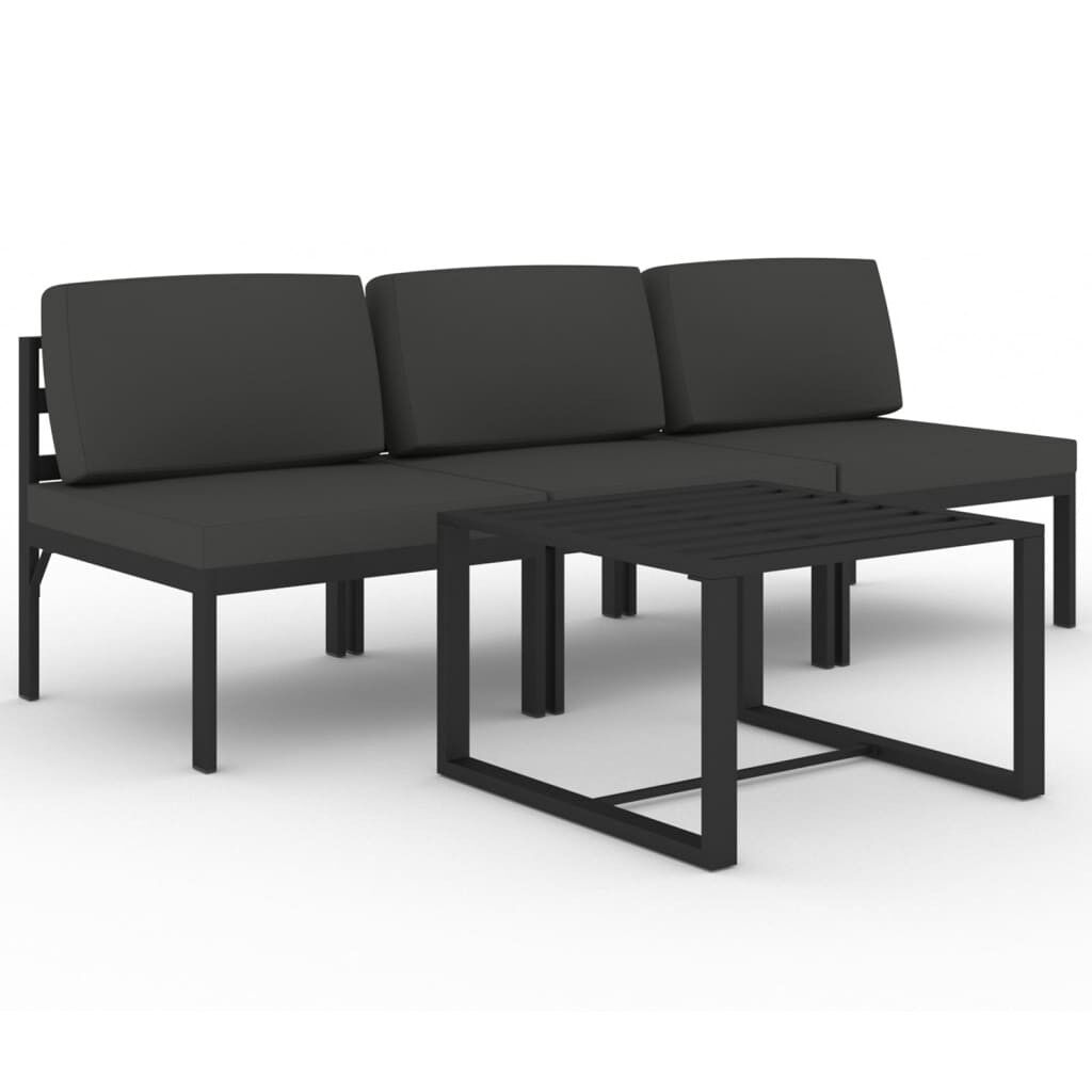 Set muebles de jardín 4 pzas y cojines aluminio gris antracita vidaxl