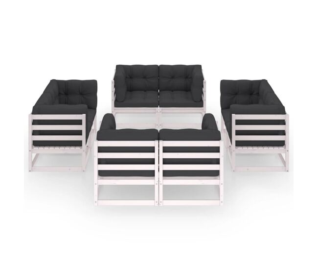 Juego de muebles de jardín 8 pzas y cojines madera pino maciza vidaxl