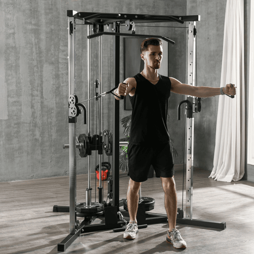 SPORTNOW Máquina Multi Estação Musculação para Treino de Ombros Braços Carga 120 kg para Fitness Ginásio em Casa 170x139x200 cm Preto