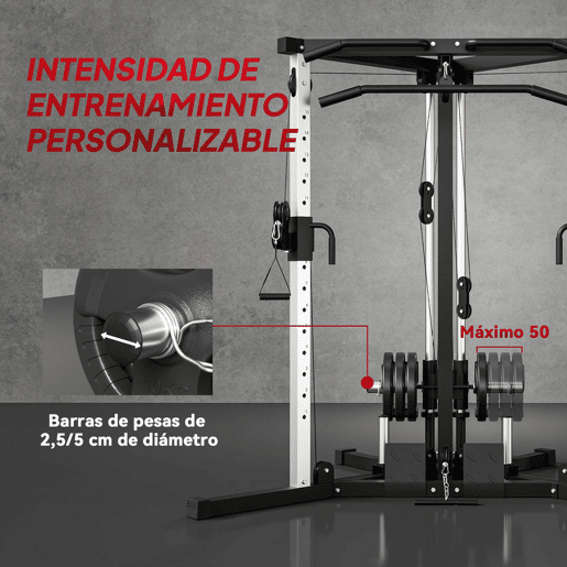 SPORTNOW Máquina Multi Estação Musculação para Treino de Ombros Braços Carga 120 kg para Fitness Ginásio em Casa 170x139x200 cm Preto