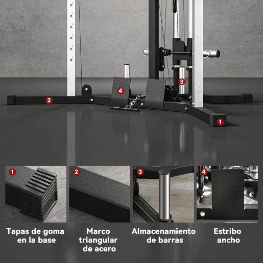 SPORTNOW Máquina Multi Estação Musculação para Treino de Ombros Braços Carga 120 kg para Fitness Ginásio em Casa 170x139x200 cm Preto