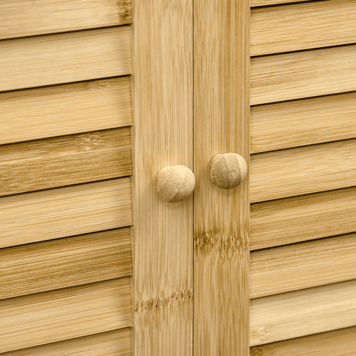 HOMCOM Armário Auxiliar Casa de Banho de Bambu Armário de Casa de Banho com 2 Portas Compartimento Aberto e Prateleira Ajustável 50x25,5x92 cm Madeira