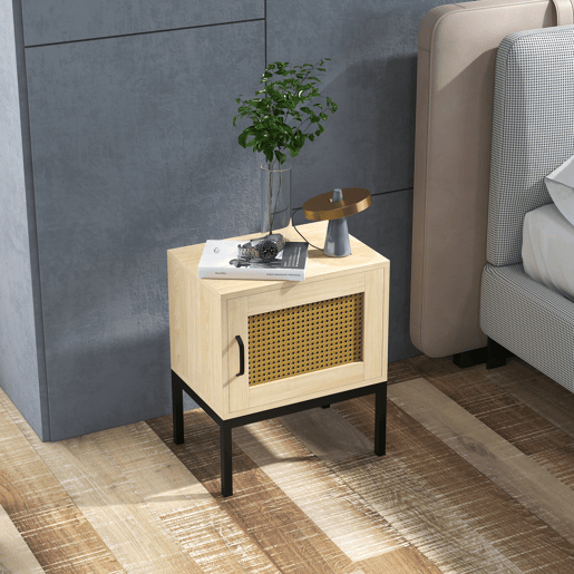 HOMCOM Mesa de Cabeceira com Porta de Vime Mesa de Cabeceira Estilo Cannage com Pés de Metal para Sala de Estar Dormitório 43x30x51 cm Madeira e Preto HOMCOM Mesa de Cabeceira com Porta de Vime Mesa de Cabeceira Estilo Cannage com Pés de Metal para Sala de Estar Dormitório 43x30x51 cm Madeira e Preto