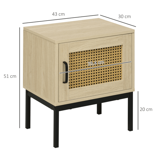 HOMCOM Mesa de Cabeceira com Porta de Vime Mesa de Cabeceira Estilo Cannage com Pés de Metal para Sala de Estar Dormitório 43x30x51 cm Madeira e Preto HOMCOM Mesa de Cabeceira com Porta de Vime Mesa de Cabeceira Estilo Cannage com Pés de Metal para Sala de Estar Dormitório 43x30x51 cm Madeira e Preto