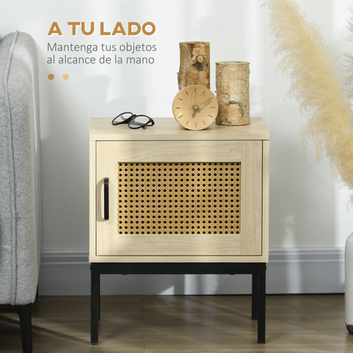 HOMCOM Mesa de Cabeceira com Porta de Vime Mesa de Cabeceira Estilo Cannage com Pés de Metal para Sala de Estar Dormitório 43x30x51 cm Madeira e Preto HOMCOM Mesa de Cabeceira com Porta de Vime Mesa de Cabeceira Estilo Cannage com Pés de Metal para Sala de Estar Dormitório 43x30x51 cm Madeira e Preto