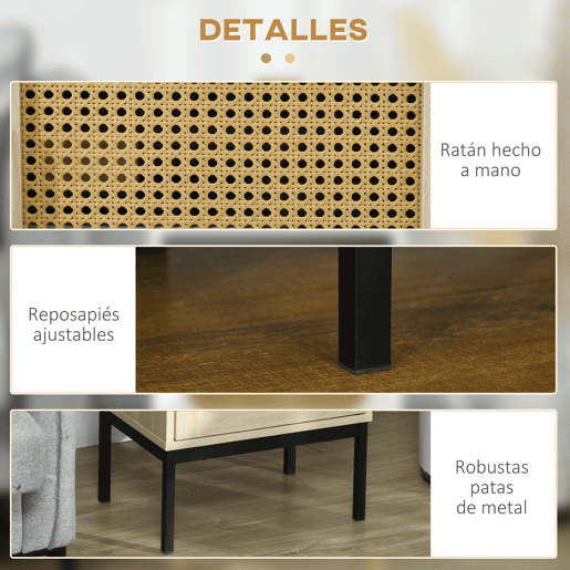 HOMCOM Mesa de Cabeceira com Porta de Vime Mesa de Cabeceira Estilo Cannage com Pés de Metal para Sala de Estar Dormitório 43x30x51 cm Madeira e Preto HOMCOM Mesa de Cabeceira com Porta de Vime Mesa de Cabeceira Estilo Cannage com Pés de Metal para Sala de Estar Dormitório 43x30x51 cm Madeira e Preto
