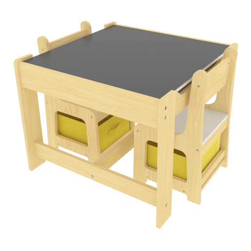Conjunto de mesa Irixoa para crianças com 2 cadeiras com caixas em MDF 48 x 61 x 63 cm en.casa