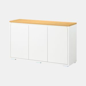 HOMCOM Aparador de Sala de Estar Armário de Armazenamento Móvel Auxiliar de Cozinha com 3 Portas e Prateleiras Ajustáveis para Sala de Jantar Entrada 120x37x75 cm Branco e Madeira