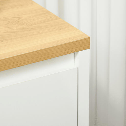 HOMCOM Aparador de Sala de Estar Armário de Armazenamento Móvel Auxiliar de Cozinha com 3 Portas e Prateleiras Ajustáveis para Sala de Jantar Entrada 120x37x75 cm Branco e Madeira