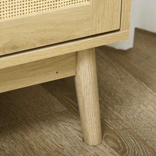 HOMCOM Aparador Sala de Estar de Estilo Cannage Móvel Buffet Auxiliar com 3 Portas de Vime Prateleiras Ajustáveis e Pés de Madeira para Sala de Estar Sala de Jantar 120x40x97 cm Madeira
