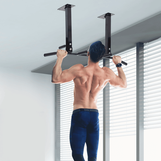 HOMCOM Barra de Elevação de Parede Barra Pull-Up de Aço para Treino em Casa Carga Máxima 150 kg 105,5x28x49 cm Preto