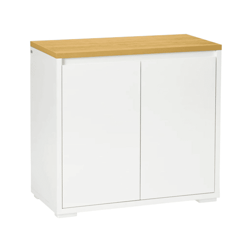 HOMCOM Aparador de Sala de Estar Armário de Armazenamento Móvel Auxiliar de Cozinha com 2 Portas e Prateleira Ajustável para Sala de Jantar Entrada 80x37x75 cm Branco e Madeira